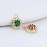 14K Plated Zircon Round Charms Pendants DIY Jewelry Making Supplies