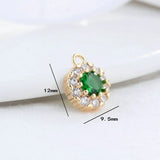 14K Plated Zircon Round Charms Pendants DIY Jewelry Making Supplies
