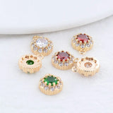 14K Plated Zircon Round Charms Pendants DIY Jewelry Making Supplies