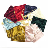 Purple Velvet Tassel Drawstring Bags Beige Wedding Candy Gift Bags