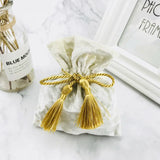 Purple Velvet Tassel Drawstring Bags Beige Wedding Candy Gift Bags