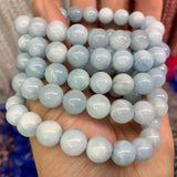 Aquamarine Stone Beads Bracelet for Women