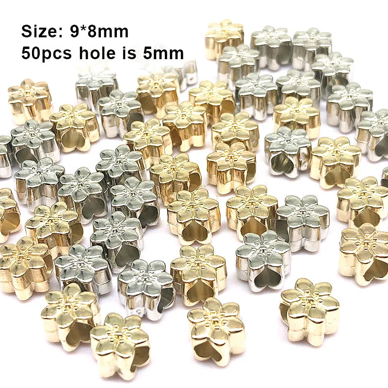 9*8mm Flower CCB Beads Needlework Spacer Big Hole Bead for Jewelry Findings