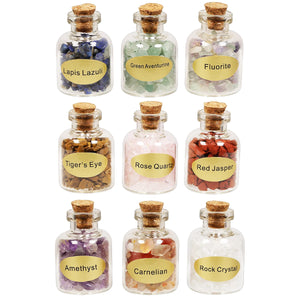 9 Bottles Amethyst Crystal Chips Gemstone Quartz Gravels Wishing Bottle Crafts