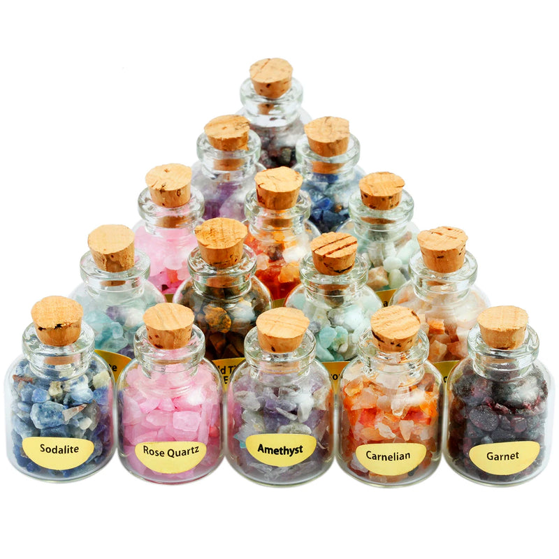 9 Bottles Amethyst Crystal Chips Gemstone Quartz Gravels Wishing Bottle Crafts