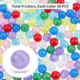 270pcs 12mm Glass Round Beads No Hole Crackle Beads for Wedding