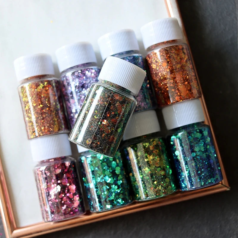 9 Colors Chunky Glitter Hexagon Sequins for Resin Tumbler Arts