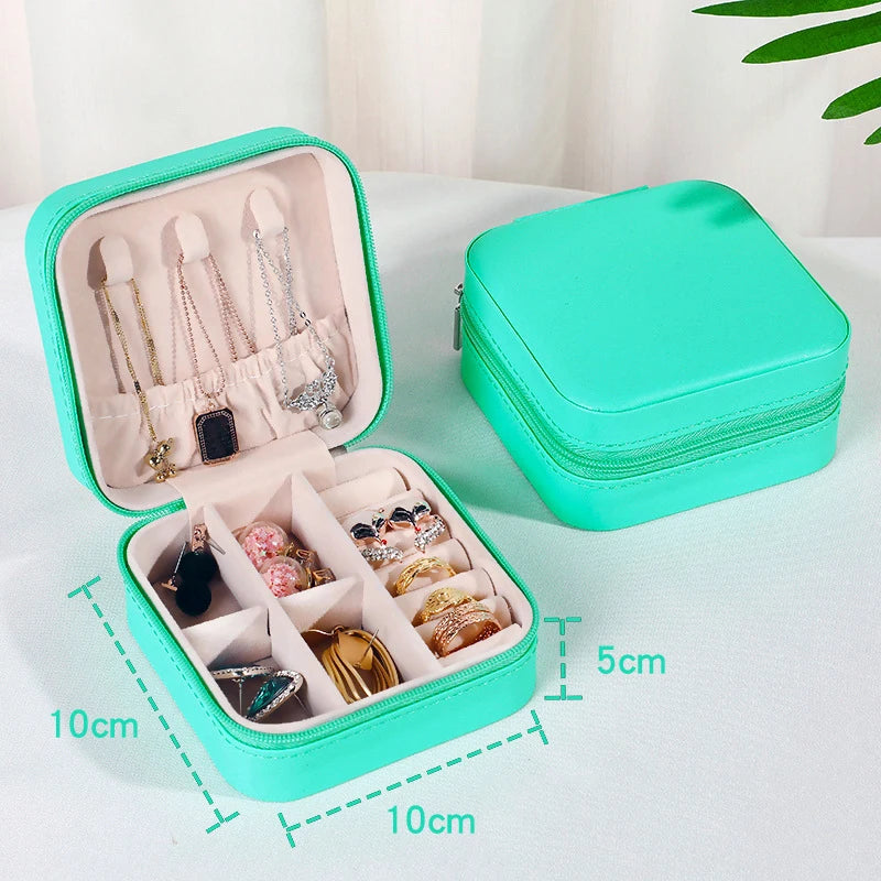 9 Colors Jewelry Box Portable Earring Ring Holder Travel Storage Pink Case