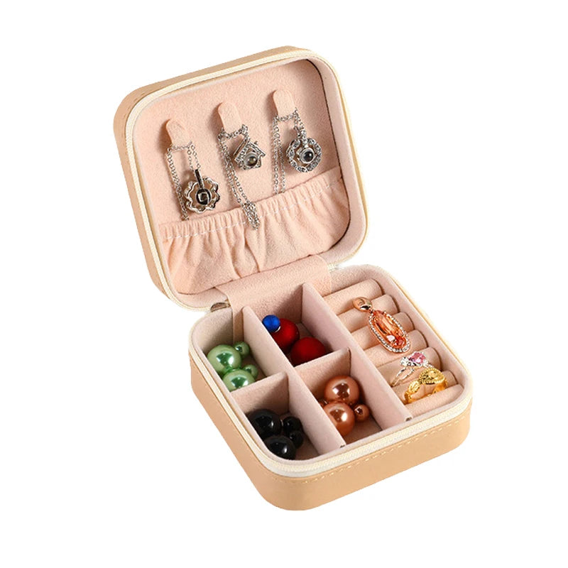 9 Colors Jewelry Box Portable Earring Ring Holder Travel Storage Pink Case