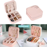 9 Colors Jewelry Box Portable Earring Ring Holder Travel Storage Pink Case