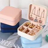 9 Colors Jewelry Box Portable Earring Ring Holder Travel Storage Pink Case