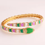 Multicolor Plated Snake Bangle Enamel Charm Bracelet Wholesales