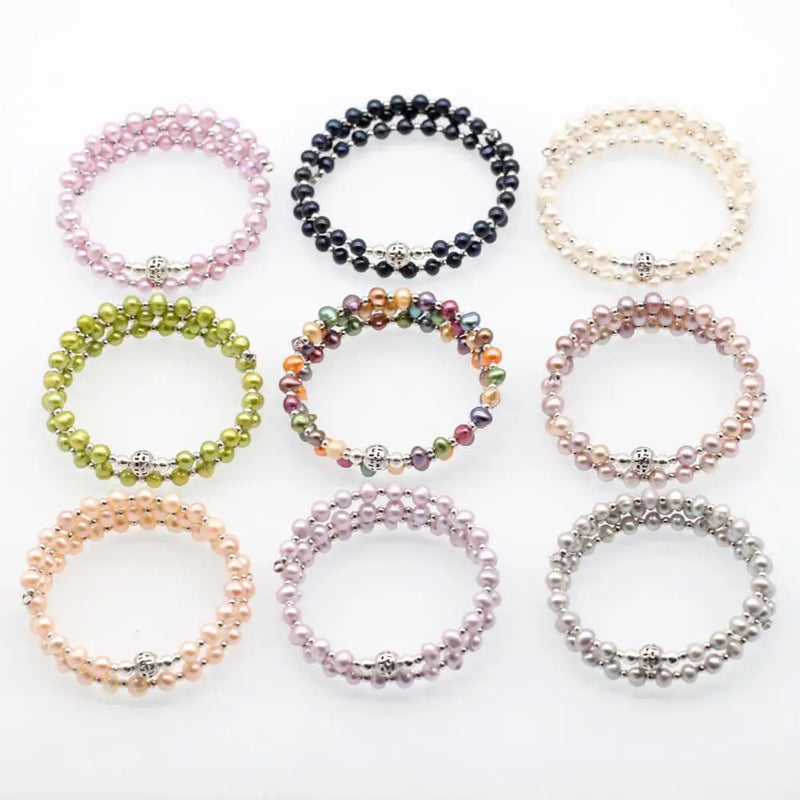 9 Colors Freshwater Potato Pearl Wire Wrap Bracelet