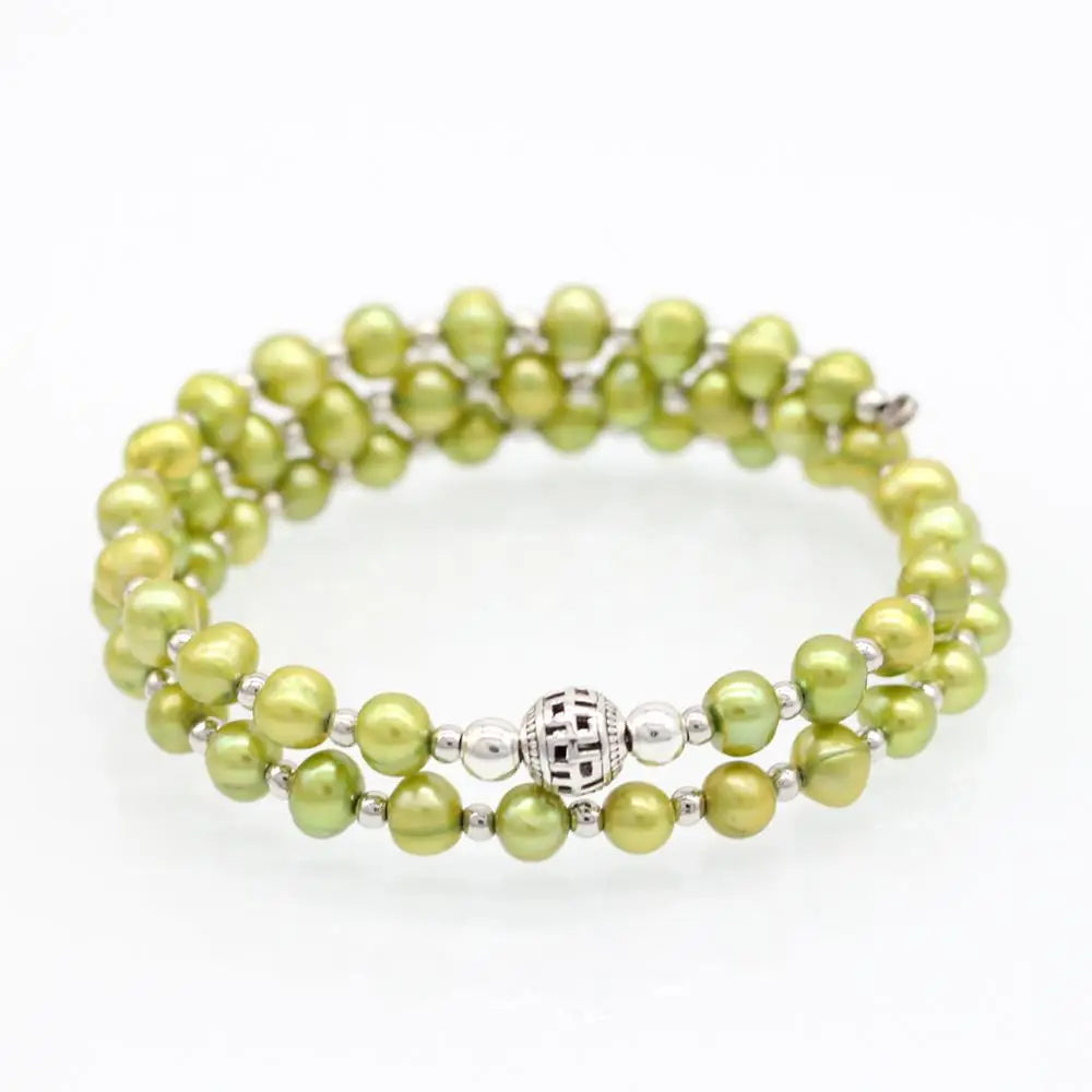 9 Colors Freshwater Potato Pearl Wire Wrap Bracelet