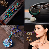 Vintage Leather Braided Necklace with Natural Stones