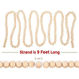 9ft Natural Wood Bead Christmas Garland Wooden Tree
