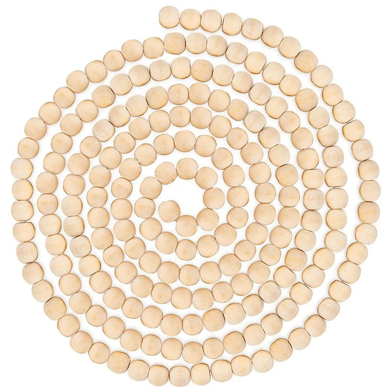9ft Natural Wood Bead Christmas Garland