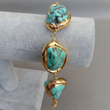 9'' Howlite 24K Yellow Plated Bracelet