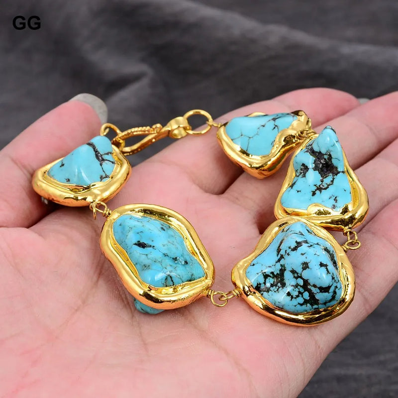 9'' Howlite Bracelet 24K Yellow Plated