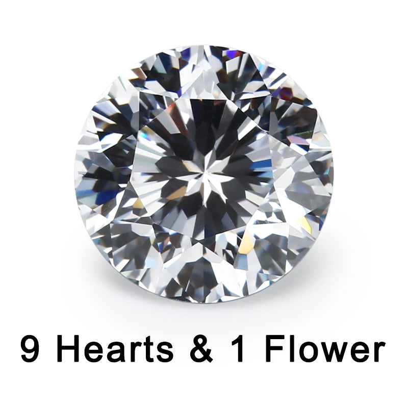 9 Hearts 1 Flower CZ Loose Beads 4~10mm 5A Cubic Zirconia Crystals Stone