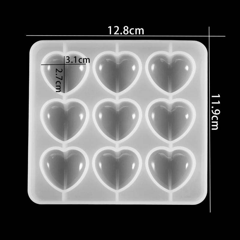 9 Holes UV Resin Crafts Epoxy Mold Heart-shape Silicone Mold For DIY Jewelry