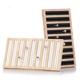 Bamboo Ring Display Stand Jewelry Organizer Shelf Wood Ring Holder Storage