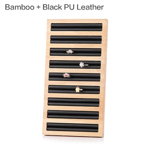 Bamboo Ring Display Stand Jewelry Organizer Shelf Wood Ring Holder Storage