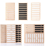 9 Lines Jewelry Bamboo Display Stand Showcase Ring Organizer Tray