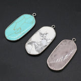 9 Pcs Natural Stone Rose Quartz Turquoise Pendant Jewelry Accessories