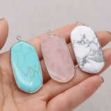 9 Pcs Natural Stone Rose Quartz Turquoise Pendant Jewelry Accessories