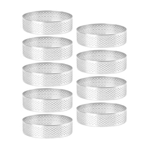 9 Pack Stainless Steel Round Tart Ring Mousse Rings, Perforated Mold