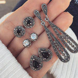 Bohemian Moon Star Stone Stud Earrings Set For Women Round Earring