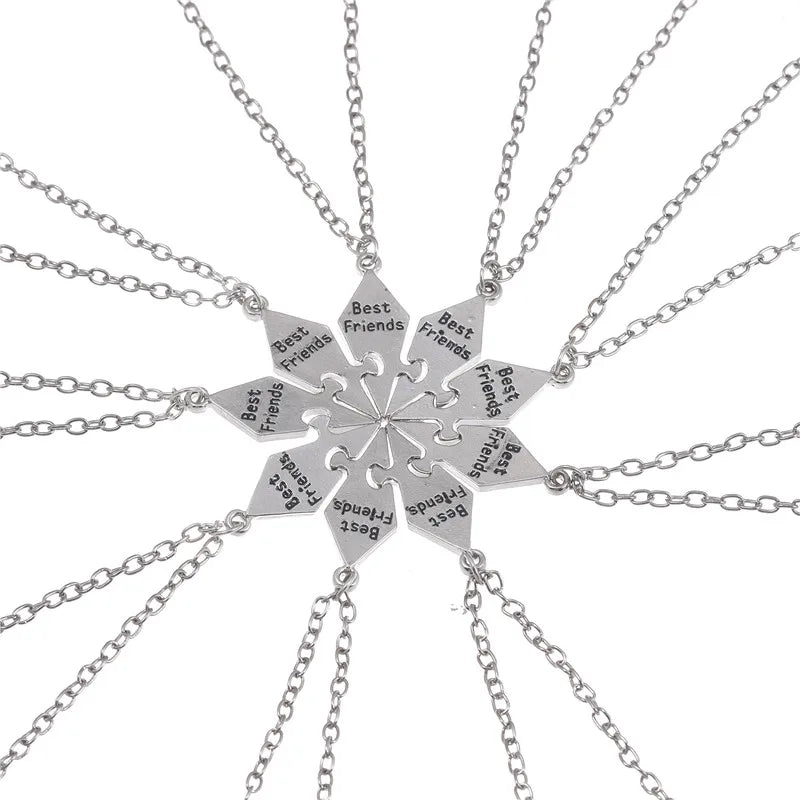 9 Pcs BFF Zinc Alloy Metal Necklace Jewelry Pendant Ladies Men Friendship