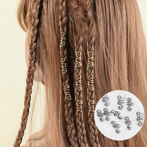 9 Pcs Silver Golden Hair Rings Spiral Hairpins for Braids Women Girls