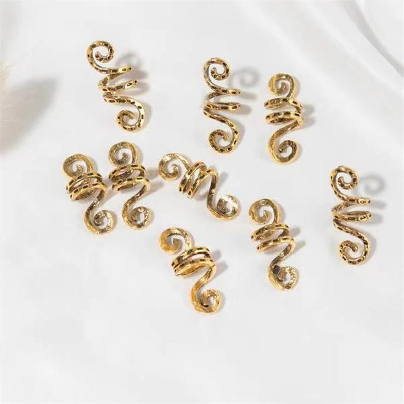 9 Pcs Silver Golden Hair Rings Spiral Hairpins for Braids Women Girls