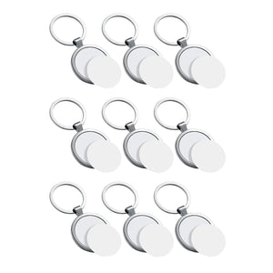 9 Pcs Sublimation Round Keychain Metal Board Key Rings