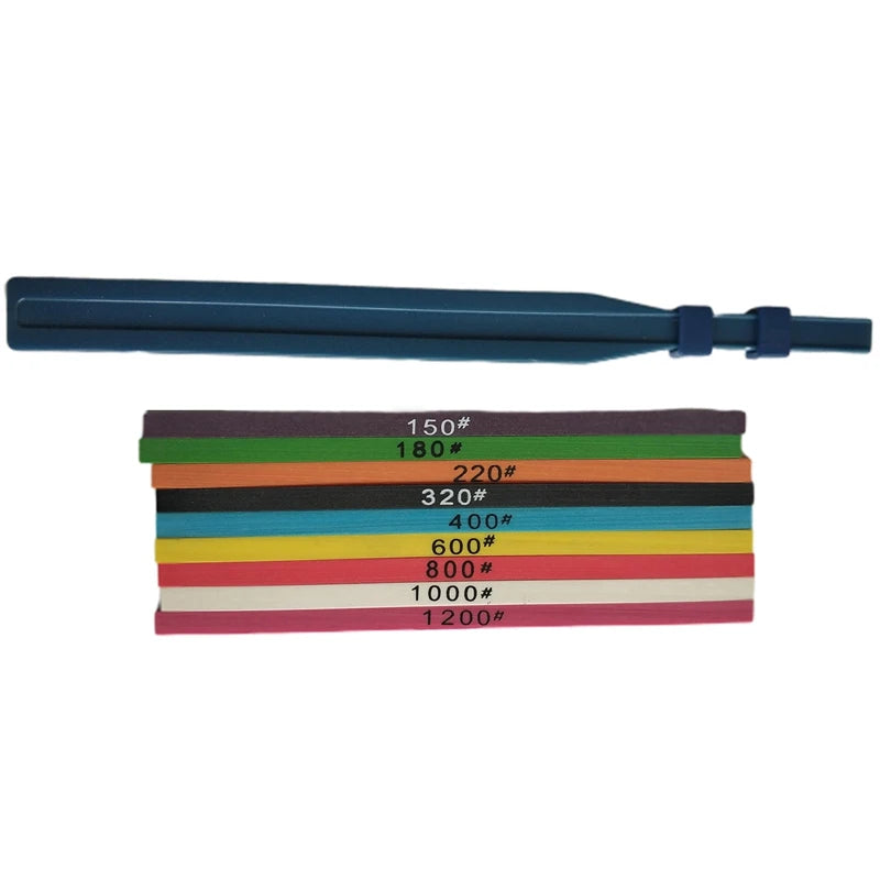 9 Pieces 100 x 4 x 1mm Fiber Ceramic Whetstone + Clamp Bracket