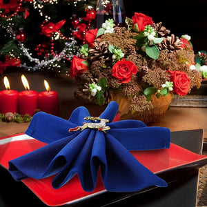 9-Piece Christmas Napkin Rings Set - Metal Napkin Holder Decor