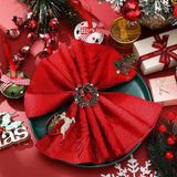 9-Piece Christmas Napkin Rings Set - Metal Napkin Holder Decor