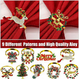 9-Piece Christmas Napkin Rings Set - Metal Napkin Holder Decor
