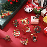 9-Piece Christmas Napkin Rings Set - Metal Napkin Holder Decor