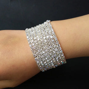 Spiral Rhinestone Bangles Silver Plated Crystal Bracelets for Women