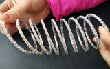 Spiral Rhinestone Bangles Silver Plated Crystal Bracelets for Women