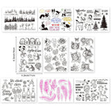 9 Sheets Mixed Clear Stamps Set for Card Making Decor DIY Scrapbook