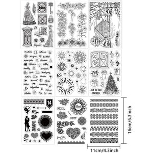 9 Sheets Mixed Silicone Clear Stamps Set for DIY Scrapbook Winter Christmas