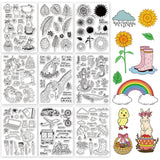 9 Sheets Mixed Theme Silicone Clear Stamps for DIY Scrapbook Card Making