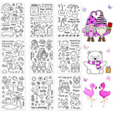 9 Sheets Silicone Clear Stamps for Card Making Decor DIY Scrapbook