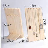 9 Slots Necklace Jewelry Display Board Stand Storage Wooden Desk Decor Ornament