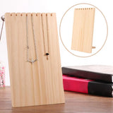 9 Slots Necklace Jewelry Display Board Stand Storage Wooden Desk Decor Ornament
