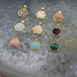 Faceted Hexagon Slab Earrings Charms Bulk, Quartz Labradorite Amethysts